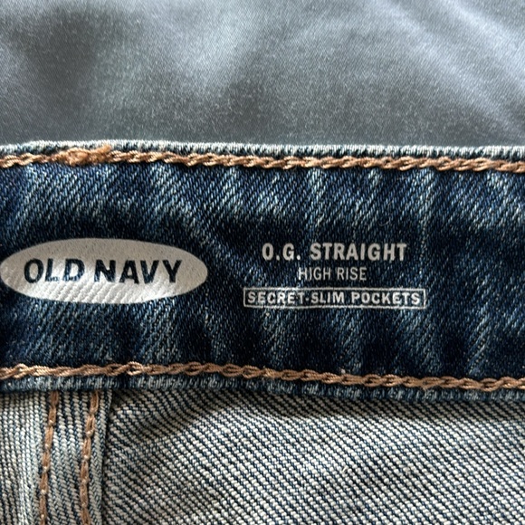 Old Navy OG straight high rise jeans - Stonewash Indigo slightly ripped - BUNDLE - Picture 5 of 6